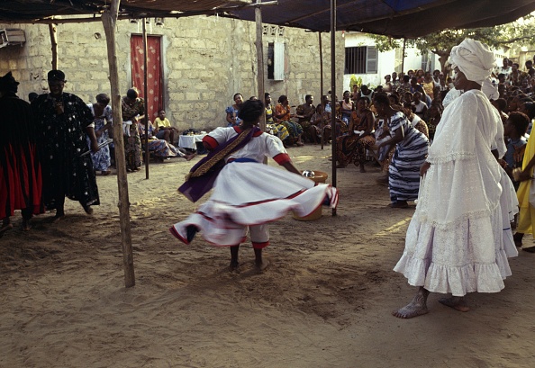 Women during a ritual dance, performing a voodoo ritual, Lome, Togo.