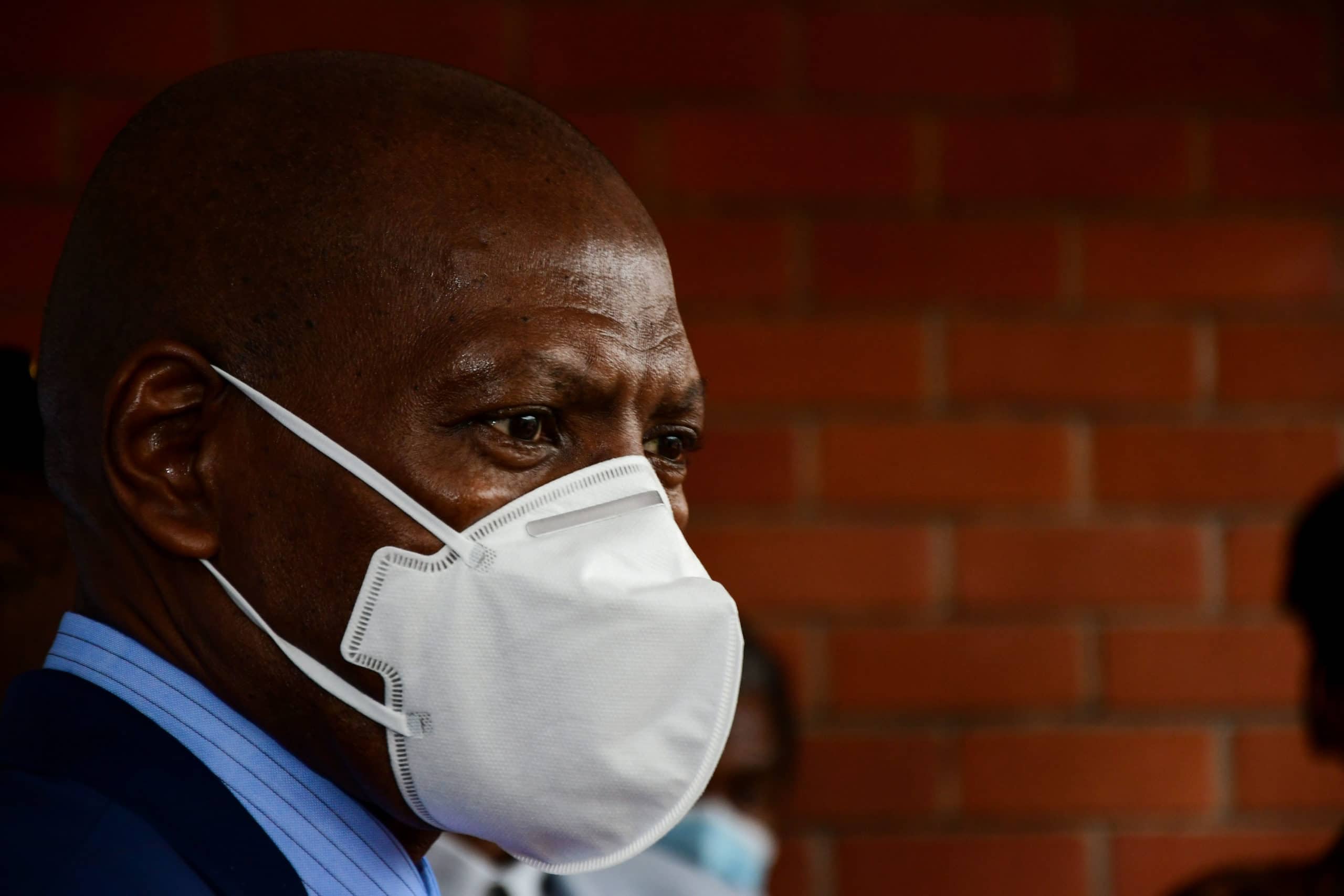 South African Minister Zweli Mkhize conducts an inspection of King Dinuzulu Hospital