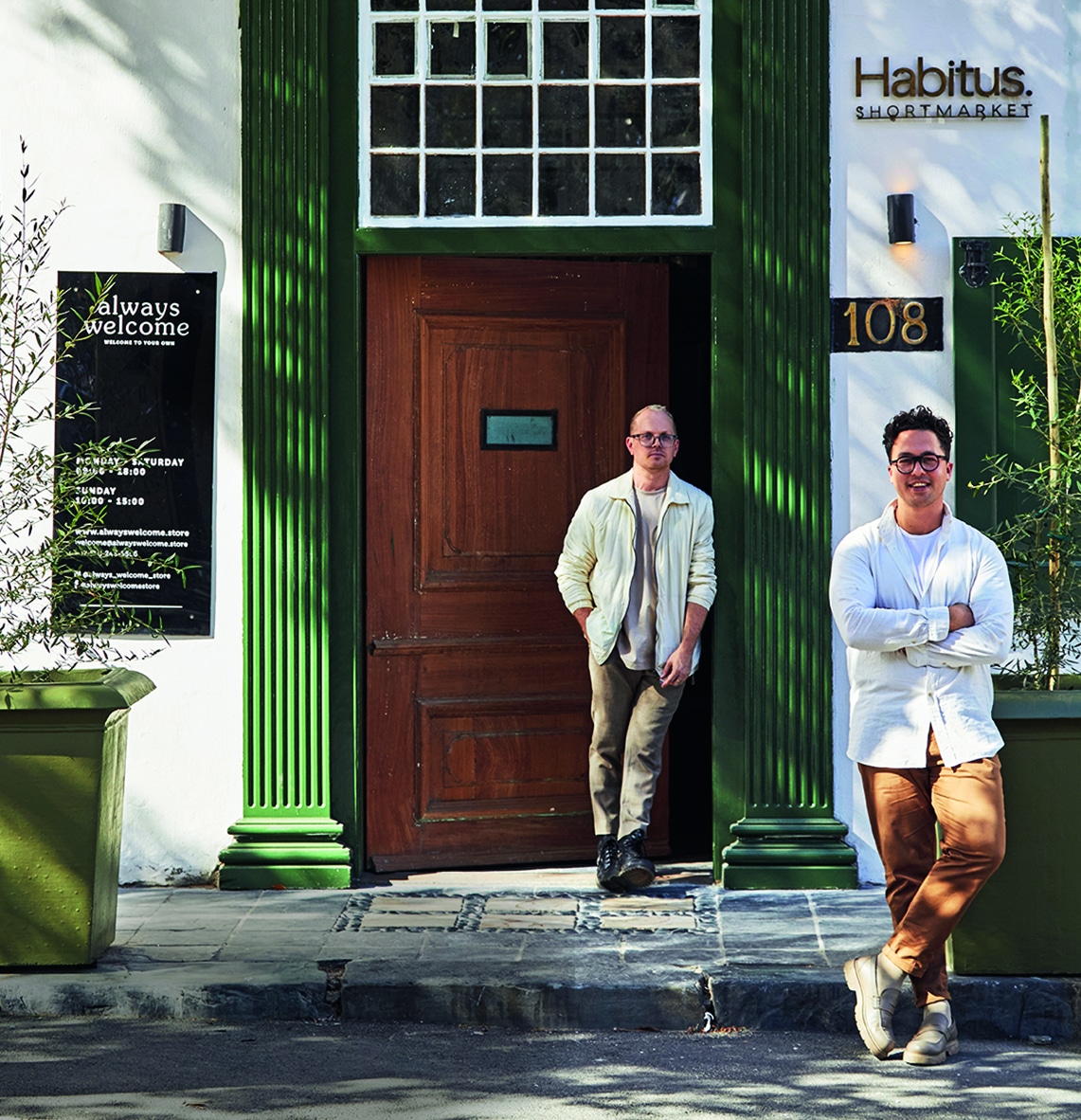 Alan Hayward and Garreth van Niekerk outside Always Welcome Heritage House by Paula Young
