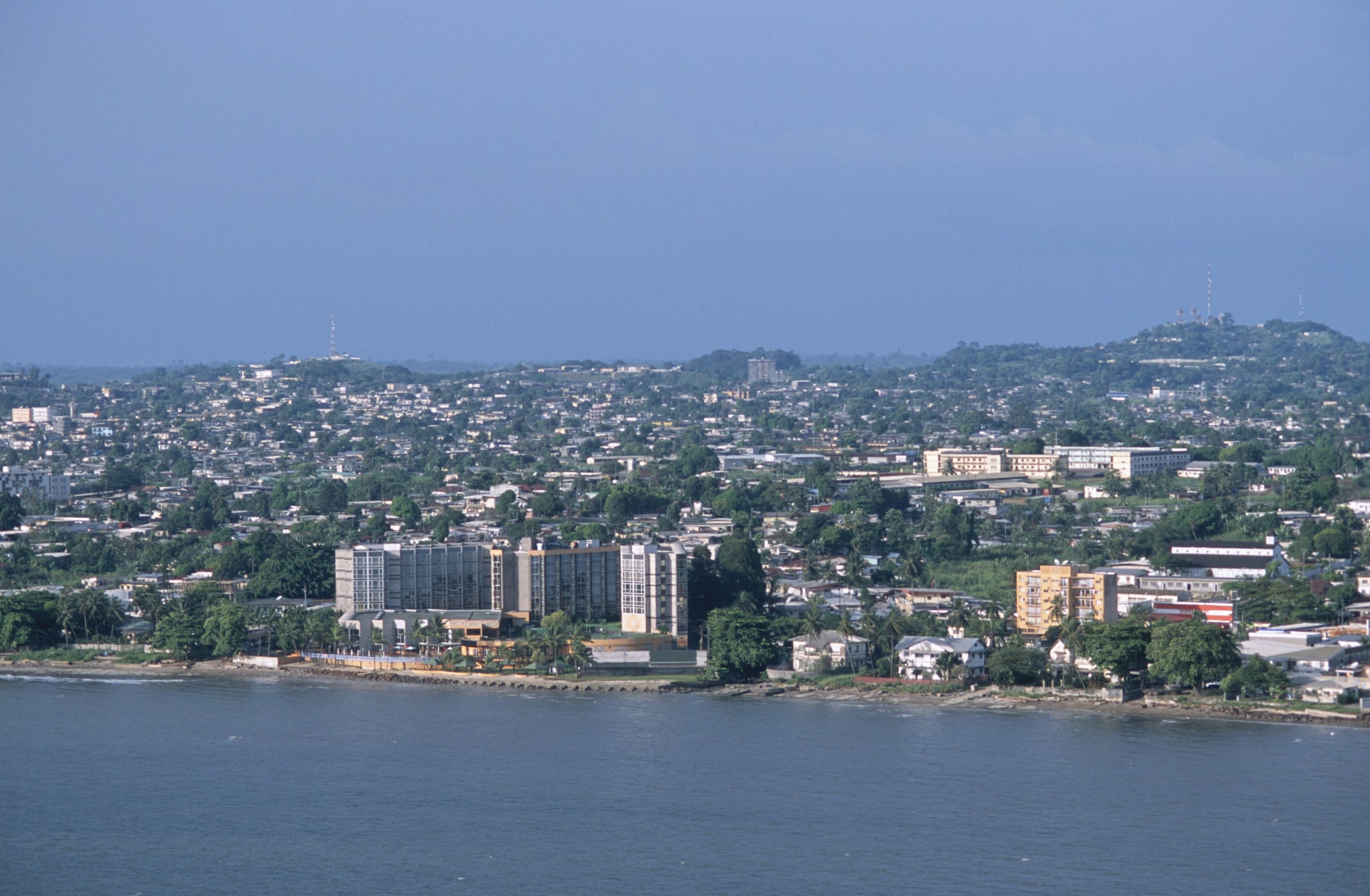 Aerial View of Capital City Libreville & Coastline