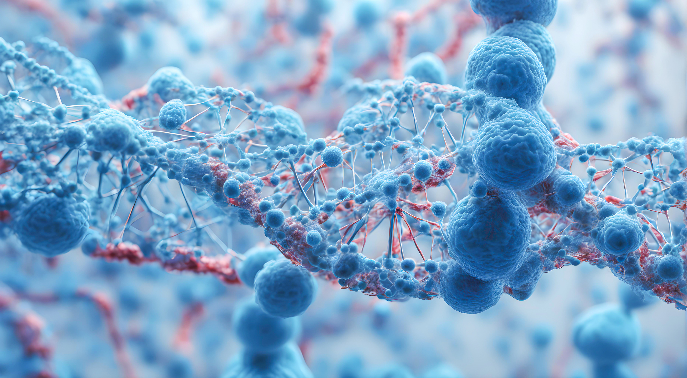 3D virus cells attacking a DNA strand